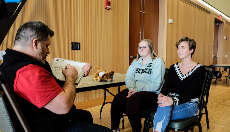 Students get a drawing done