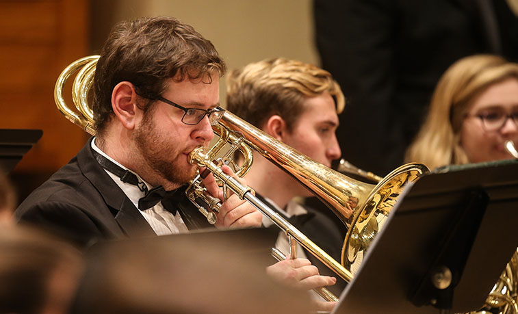 Man playing a trombone