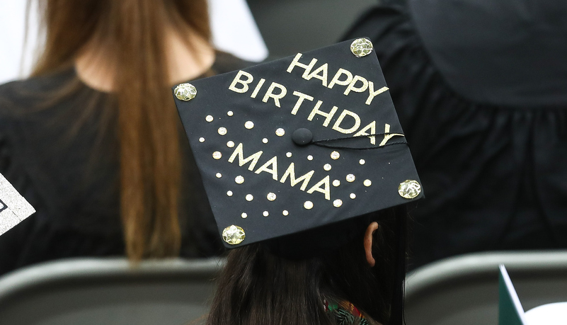 Cap decotrated to say, Happy Birthday Mama