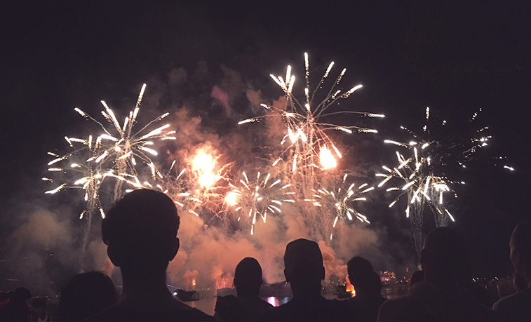 People watching fireworks