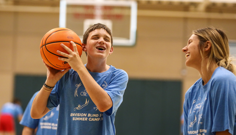 Campers playing basketball