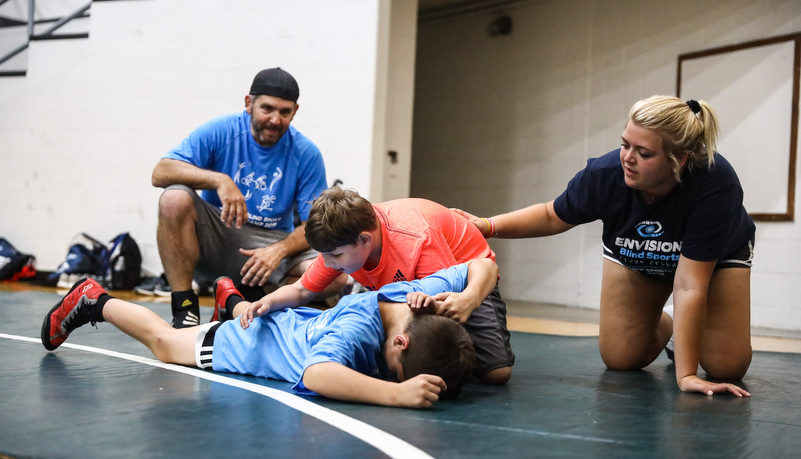 Campers wrestling