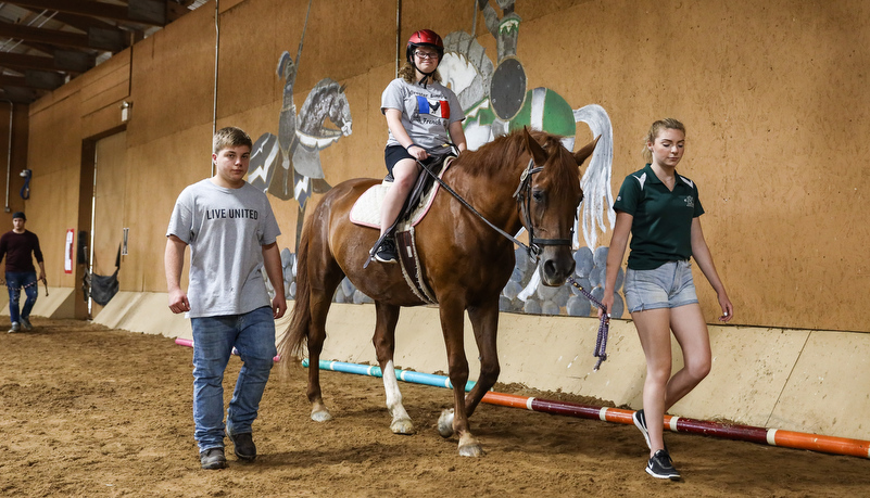 Camper riding a horse