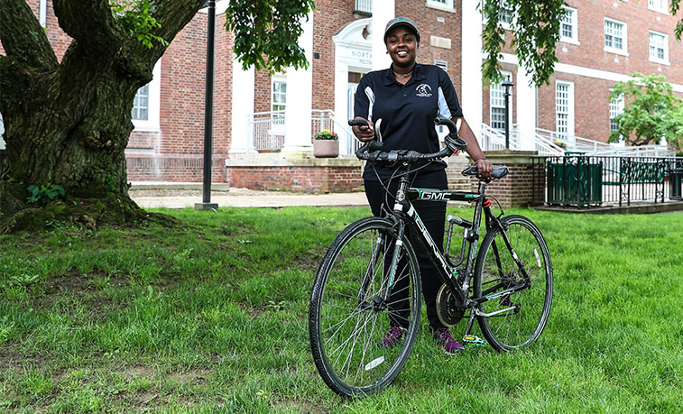 Alumna with her bike