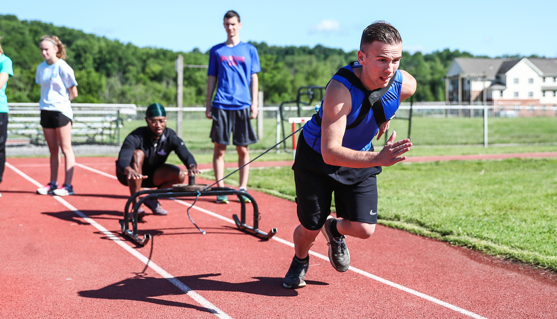 Athletes doing drills