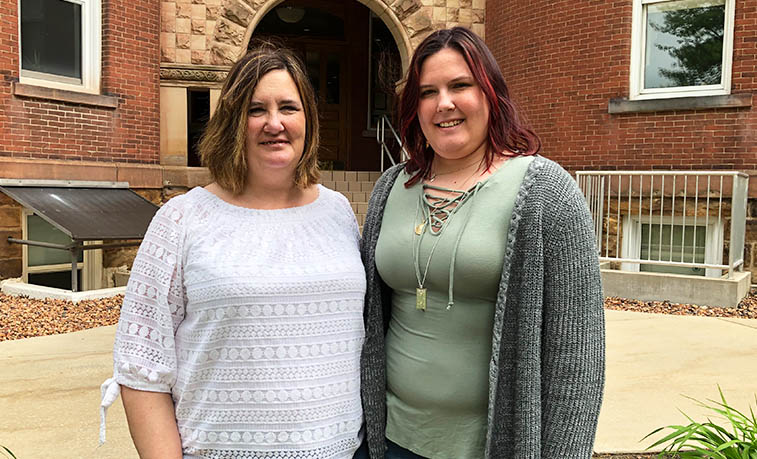 Mother and daughter on campus