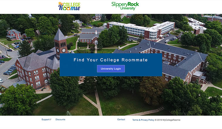 Screen view of MyCollegeRommie website