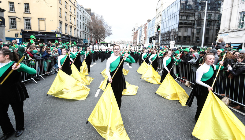 Color guard performing