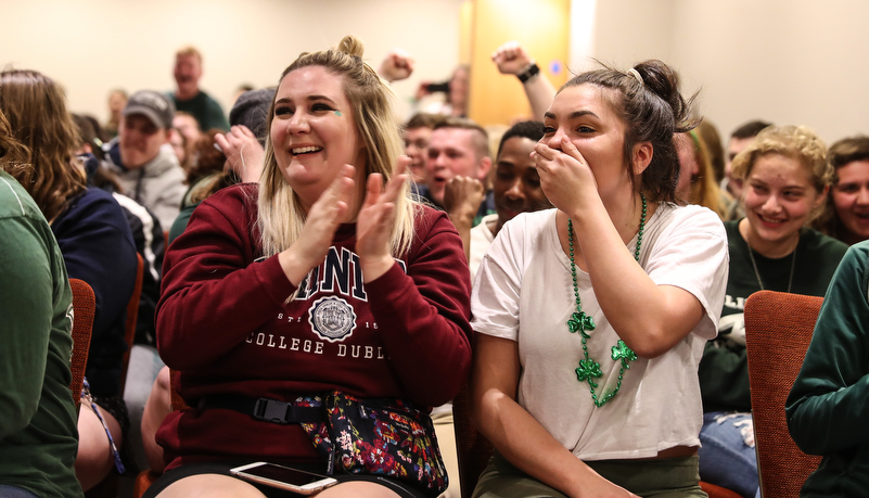 Students celebrate the win