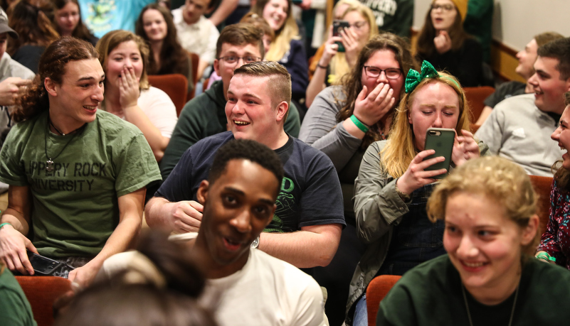 Students celebrate the win