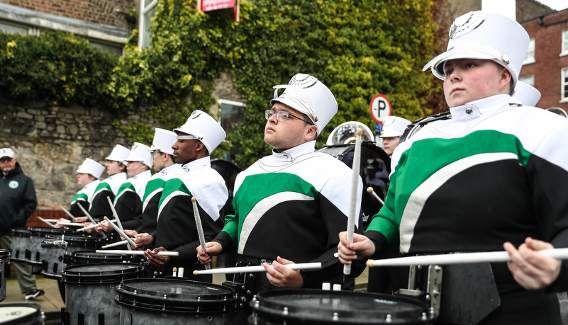 Drummers warm up