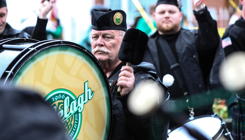 man playing a bass drum