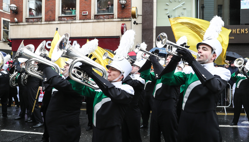 band marching through Limerick