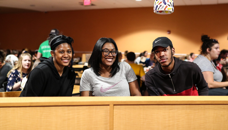 students enjoying food