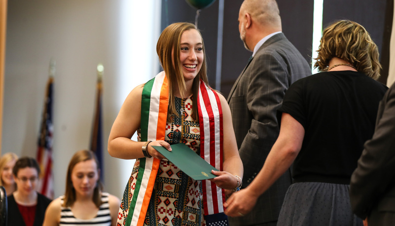 student receives her stoles