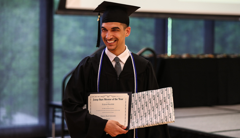 Student with his award