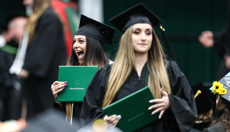 student celebrates