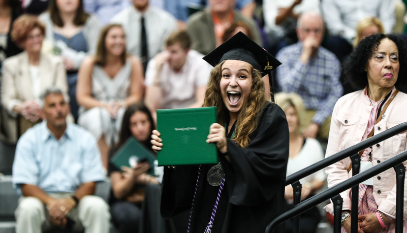 student celebrates