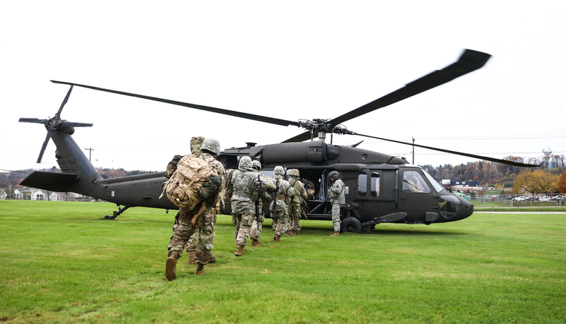 Cadets boarding the Blackhawks