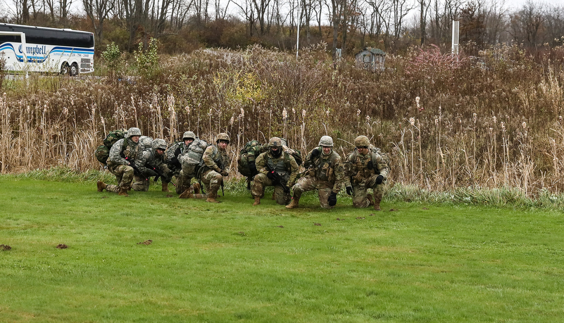 Cadets preparing to board the Blackhawks