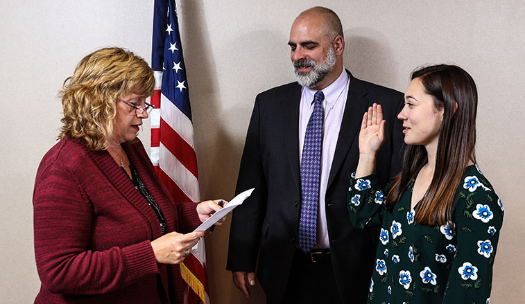 Nicole Dunlop takes her oath of office on October 9