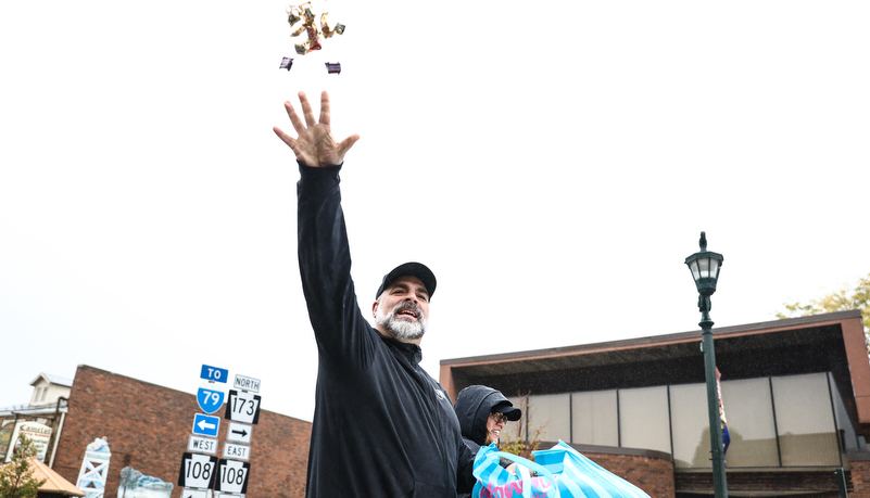 President Behre Throwing candy