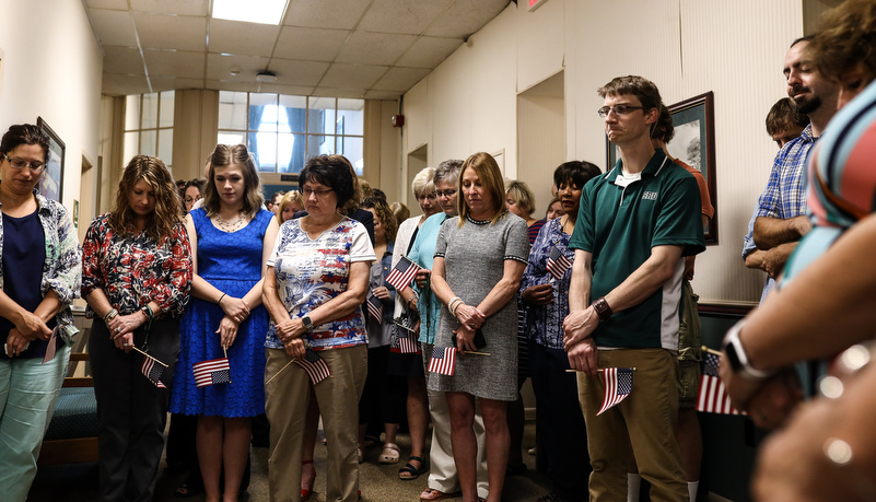 President Behre addresses the gathered staff