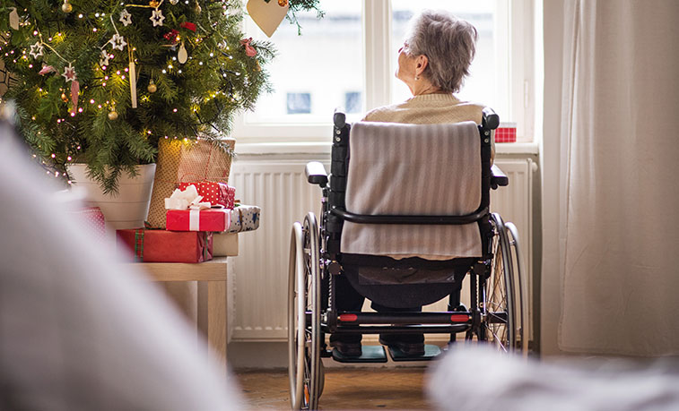 Elderly woman in a care home