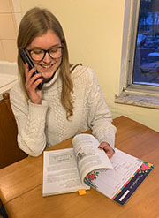 Student on the phone