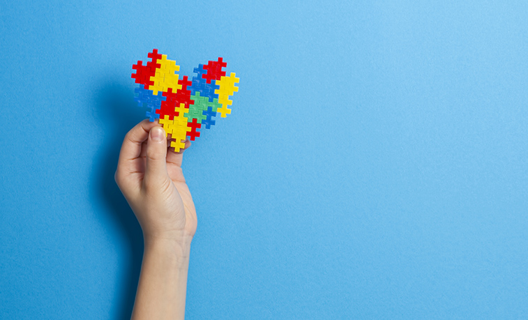 Autism heart on a blue background