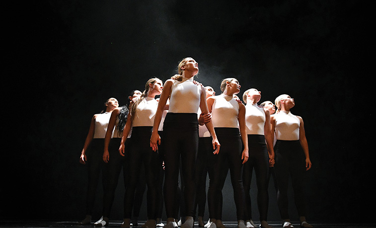 Students performing a dance