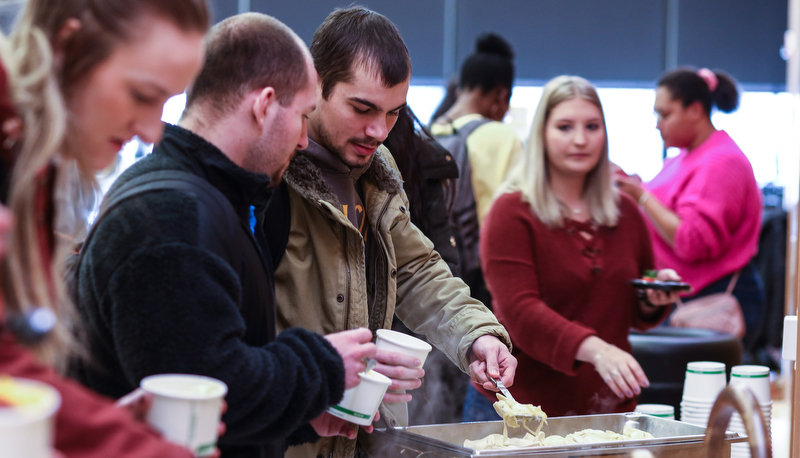 Students selecting food to eat