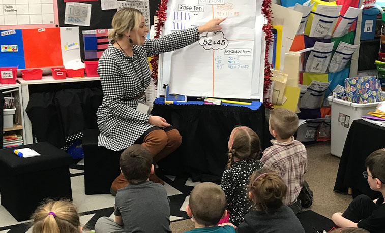 Student teacher in the classroom