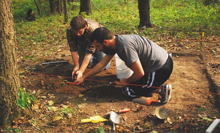 Students working on site