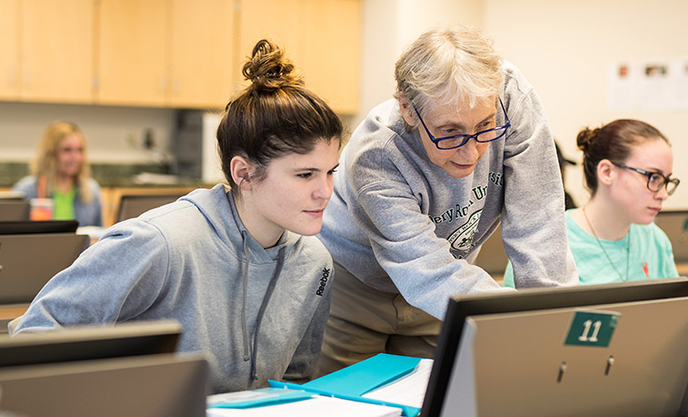 Professor working with a student