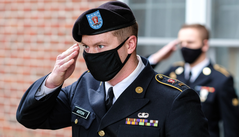 ROTC Cadet salutes
