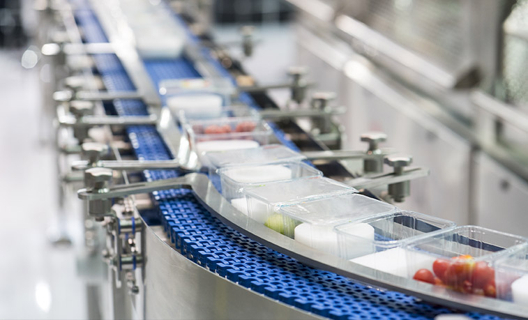 Food being packaged