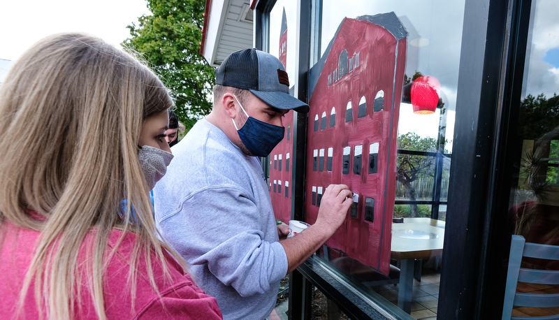 Students painting