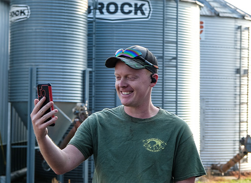 Farmer participating in a virtual class