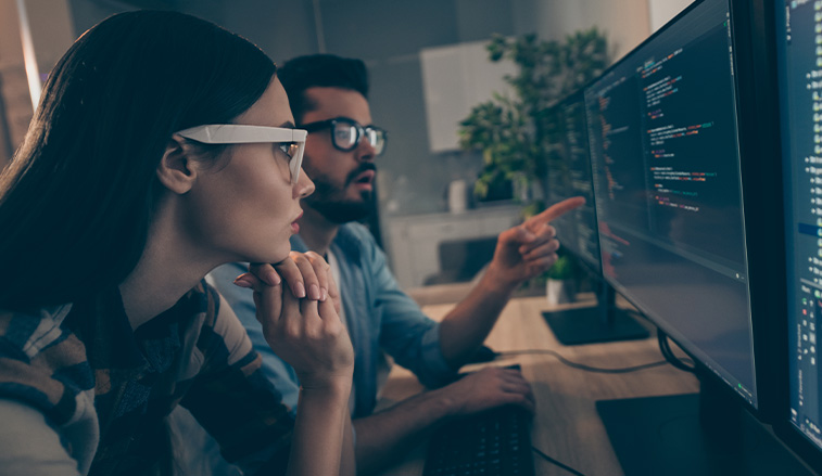 People working on a computer