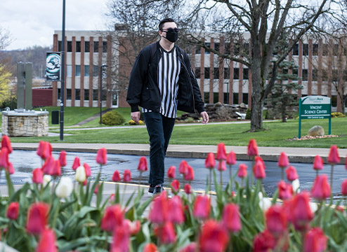 Crooks walking to class