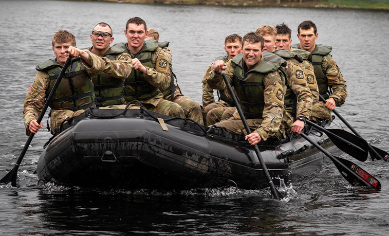 ROTC Cadets in a boat