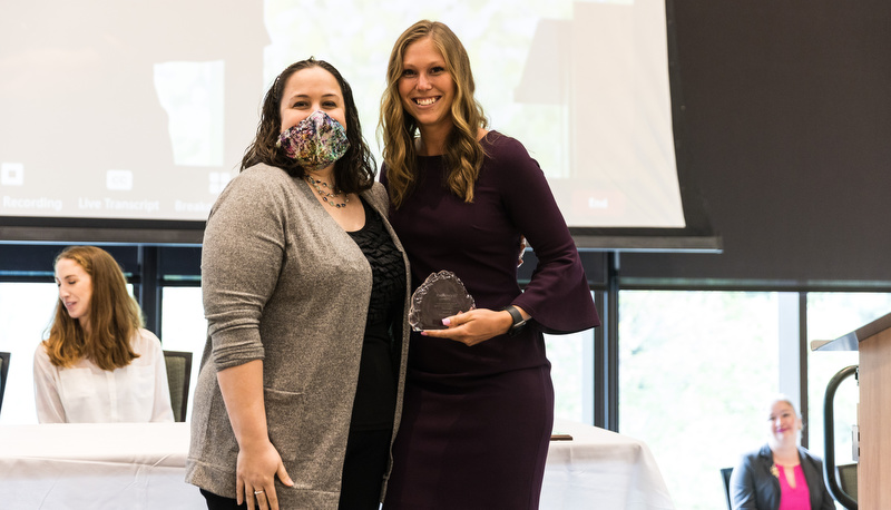 Student receiving an award