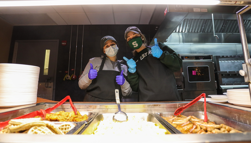 Students enjoy a Moonlight Breakfast