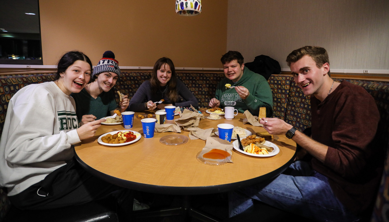 Students enjoy a Moonlight Breakfast