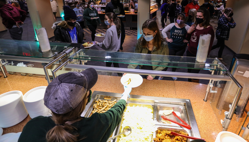 Students enjoy a Moonlight Breakfast