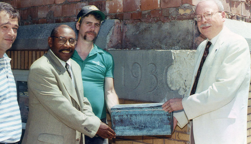 President Smith with a time capsule