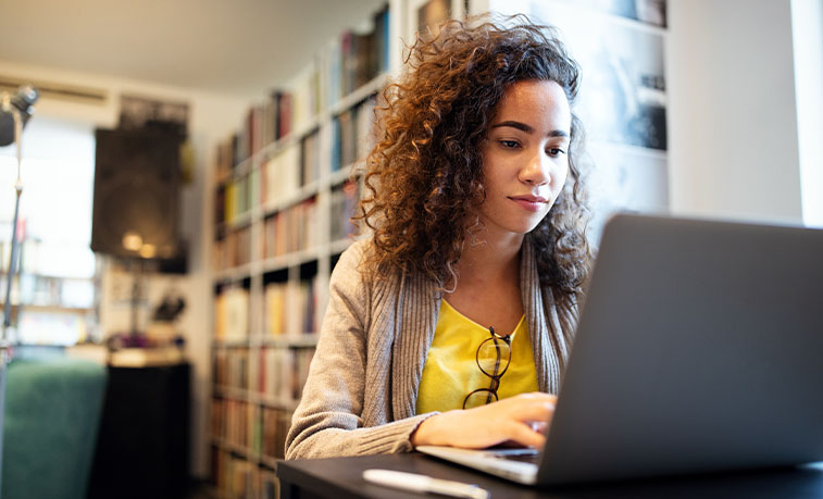 woman working on a computer