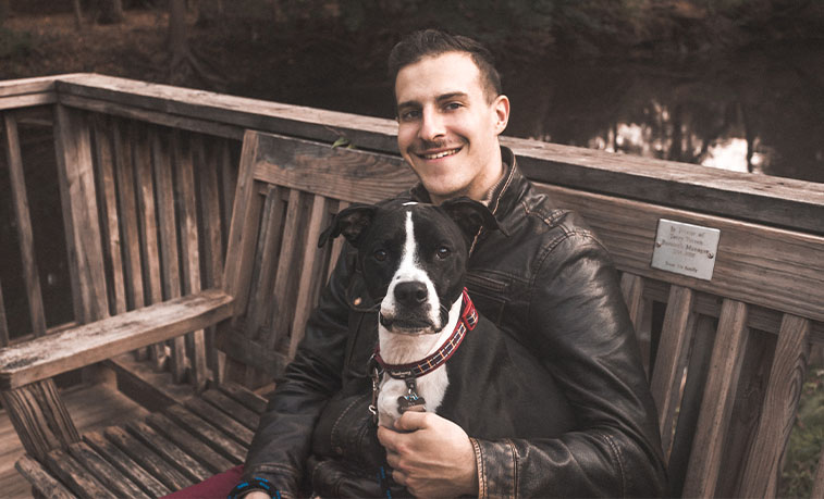 Student with his dog