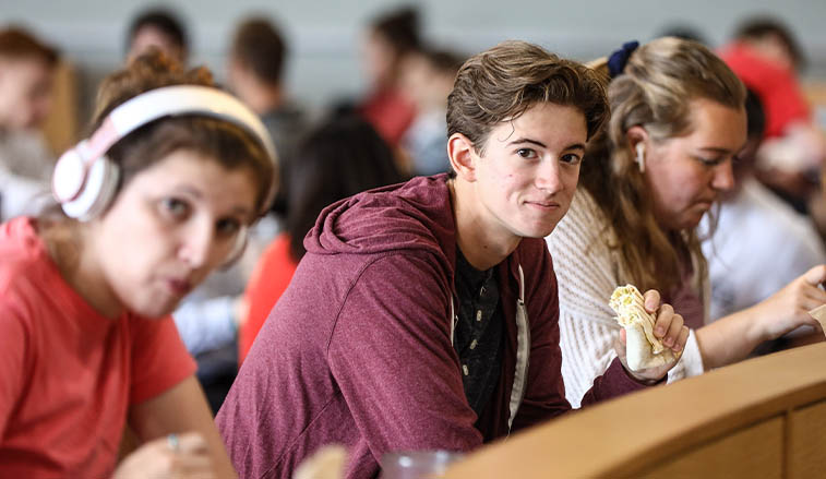 Student in the dining hall